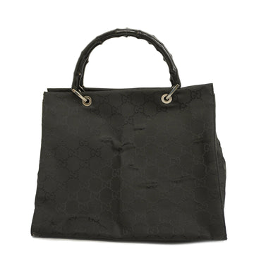 GUCCIAuth  Bamboo 002 1010 Women's Nylon Canvas Tote Bag Black