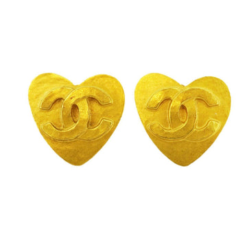 CHANEL earrings here mark heart motif GP plated gold 95P ladies