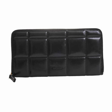 Bottega Veneta padded paper leather round long wallet black