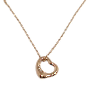 TIFFANY K18PG Open Heart Necklace 3P Diamond Women's ry