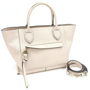 LONGCHAMP Handbag Mailbox M Size 10104 Light Beige Leather Ladies