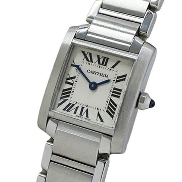 CARTIER Watch Women's Tank Française SM Quartz Stainless Steel SS W51008Q3 Silver Ivory Square Polished