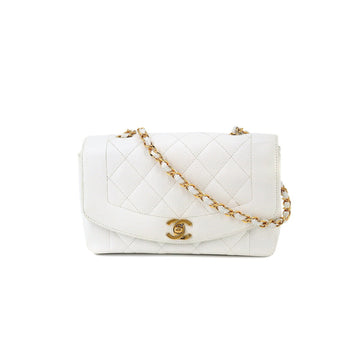 CHANEL Diana 22 matelasse chain shoulder bag caviar skin leather white A01164 vintage Matelasse Bag