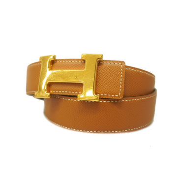 HERMESAuth  Constance T-stamped Gold Hardware Leather Standard Belt Black,Gold