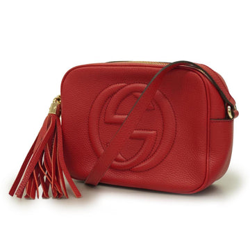 GUCCI Shoulder Bag Soho Interlocking G 308364 Leather Red Gold Hardware Women's