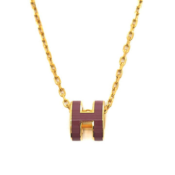HERMES Pop Ash H Mini Necklace Gold Red