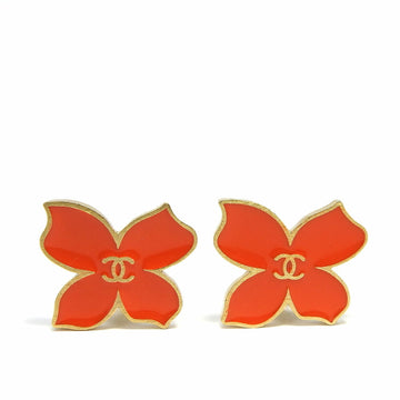 CHANEL Earrings Cocomark Papillon Gold Plated GP 02S Orange Accessories Ladies orange