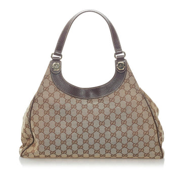 Gucci GG Canvas Handbag 154981 Brown Leather Ladies GUCCI