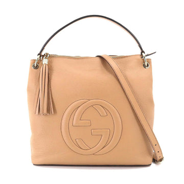 GUCCI Soho 2way shoulder bag leather beige 536194 gold hardware SOHO Shoulder Bag