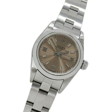 ROLEX Oyster Perpetual 76080 Y number watch ladies automatic winding AT stainless steel SS silver pink polished