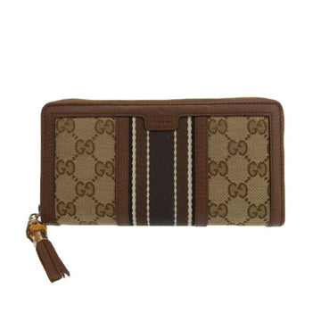 GUCCI GG Canvas Round Long Wallet 353651 Beige/Brown Women's