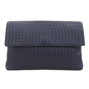 BOTTEGA VENETA Intrecciato Leather Clutch Bag Second Navy Men's