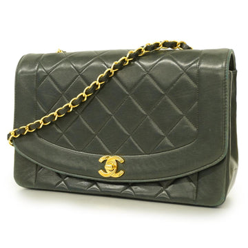 CHANEL Shoulder Bag Matelasse Diana Chain Lambskin Black Gold Hardware Women's