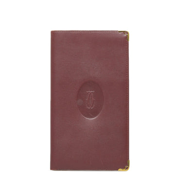CARTIER wallet card case red leather ladies
