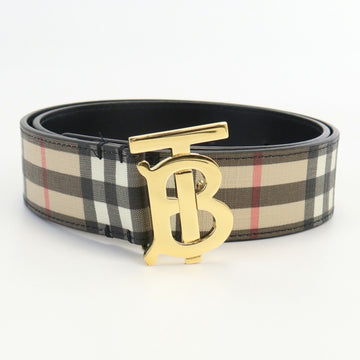 BURBERRY check & leather TB belt PVC unisex