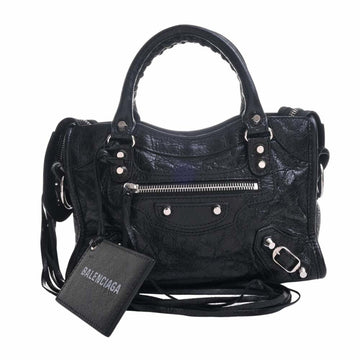 BALENCIAGA Leather Classic City Handbag 300295 Black Women's