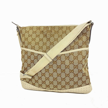 GUCCI Shoulder Bag GG Canvas 145857 Ivory Brown Ladies