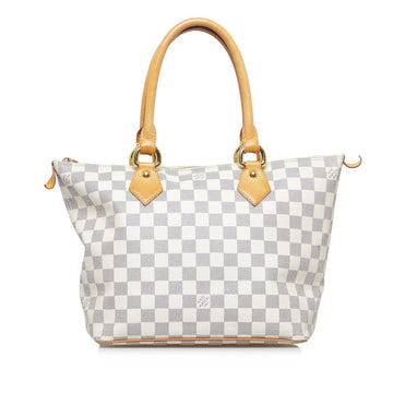 LOUIS VUITTON Damier Azur Saleya PM Handbag Tote Bag N51186 White PVC Leather Ladies