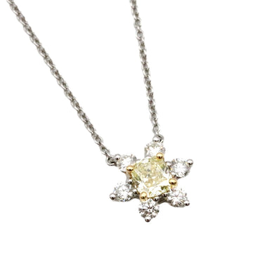 TIFFANY buttercup necklace diamond yellow 0.44ct/FY/IF/3EX/NONE AU750 K18WG Pt950 ladies gold platinum jewelry &Co.