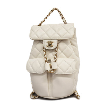 CHANELAuth  Matelasse Women's Caviar Leather Backpack White