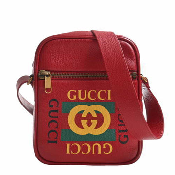 GUCCI leather print shoulder bag 523591 red