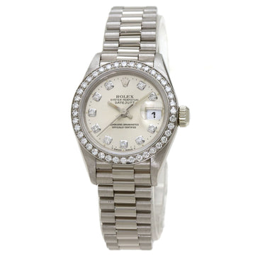 Rolex 69139G Datejust Bezel Diamond 10P Watch K18 White Gold K18WG Women's ROLEX