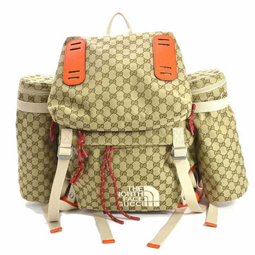 GUCCI rucksack backpack GG canvas The North Face x beige orange leather  women's men's 650294