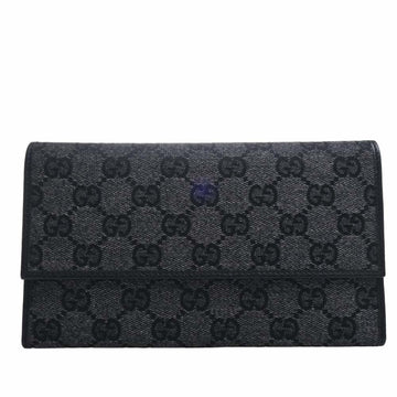 GUCCI GG Canvas Trifold Long Wallet 257303 Gray Women's