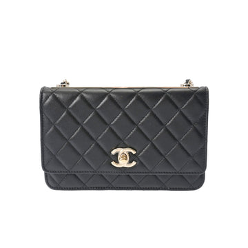 CHANEL Matelasse Black A80982 Women's Lambskin Chain