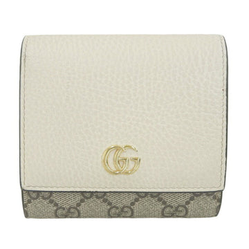 GUCCI GG Marmont Leather Folio Wallet 598587 Beige White Ladies