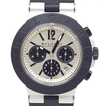 BVLGARI Men's Watch Aluminum Chronograph AC44TA Automatic Silver Dial Finished