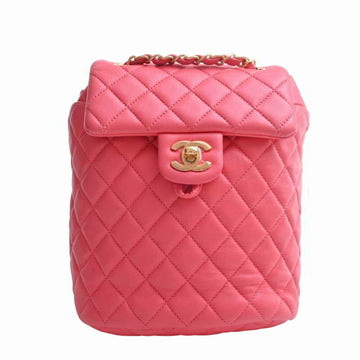 CHANEL lambskin matelasse here mark rucksack backpack pink