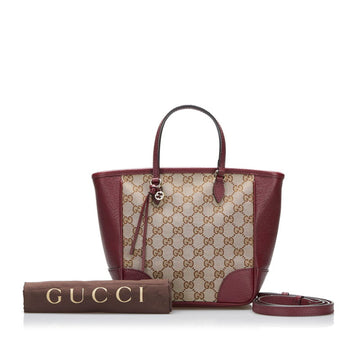Gucci GG Canvas Handbag Shoulder Bag 353121 Bordeaux Beige Leather Ladies GUCCI