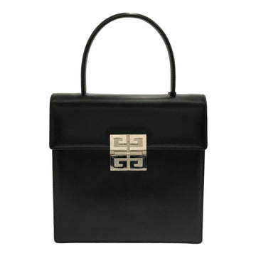 GIVENCHY handbag logo metal fittings leather black silver top handle ladies