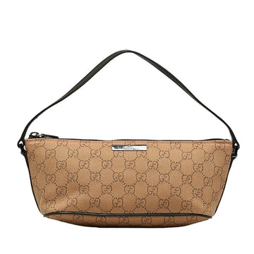 GUCCI GG Canvas Handbag 07193 Beige Brown Leather Women's