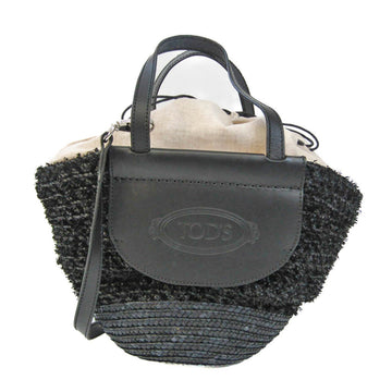 TOD'S Women's Straw,Raffia Handbag,Shoulder Bag Black