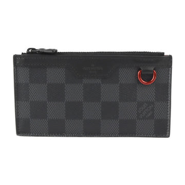 LOUIS VUITTON Utility Coin Card Holder Case N60354 Damier Graphite Canvas Leather Black Gray Red Purse Fragment