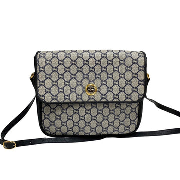 GUCCI Plus Logo Pattern Hardware Leather Genuine One Mini Shoulder Bag Pochette Navy