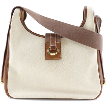 HERMES Saco Toile H x Calf Brown/Natural B Women's Shoulder Bag