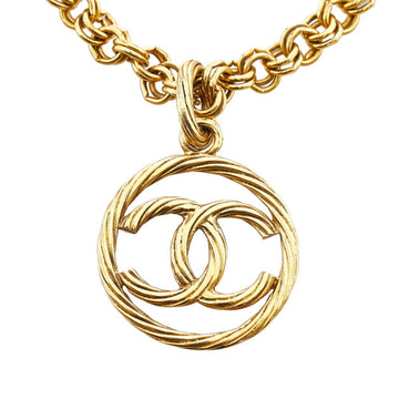 CHANEL coco mark round necklace gold plated ladies