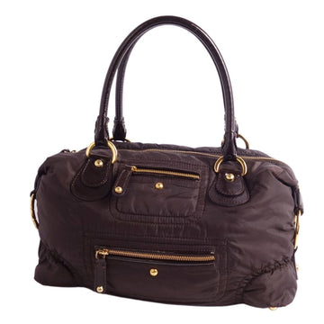 TOD'S Bag Handbag Boston Patent Leather Nylon Women's Brown