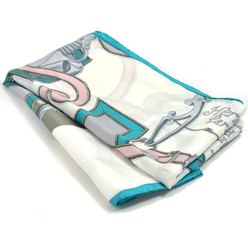 HERMES Scarf Carre Silk White/Multicolor Women's