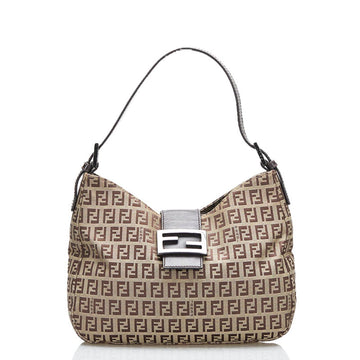 Fendi Zucchino Mamma Bucket One Shoulder Bag Handbag Beige Brown Canvas Leather Ladies FENDI