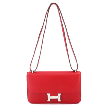 HERMES Constance Elan Shoulder Bag Epson Rouge Cazac Q Engraved Silver Hardware