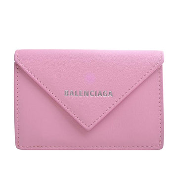 BALENCIAGA Leather Paper Trifold Wallet 391446 Pink Women's