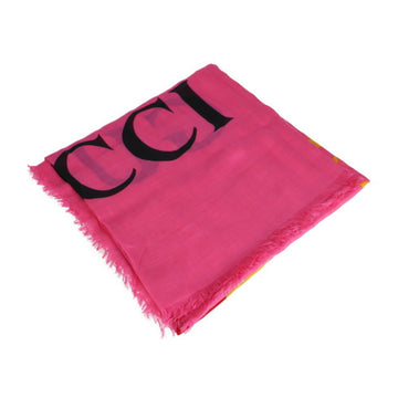 GUCCI Shawl Rayon Silk Multicolor Stole Scarf Logo