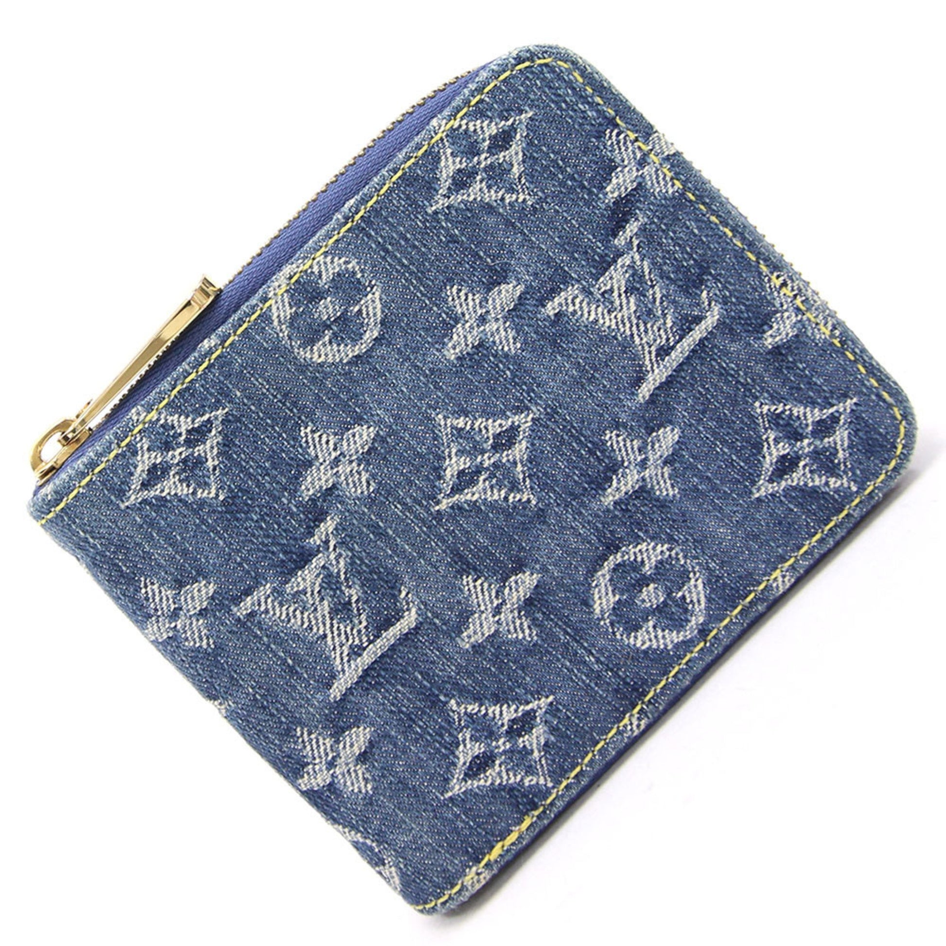 Pre-Owned Louis Vuitton Monogram Denim Mini Zippy Wallet Blue Folded M95342  (Good) 