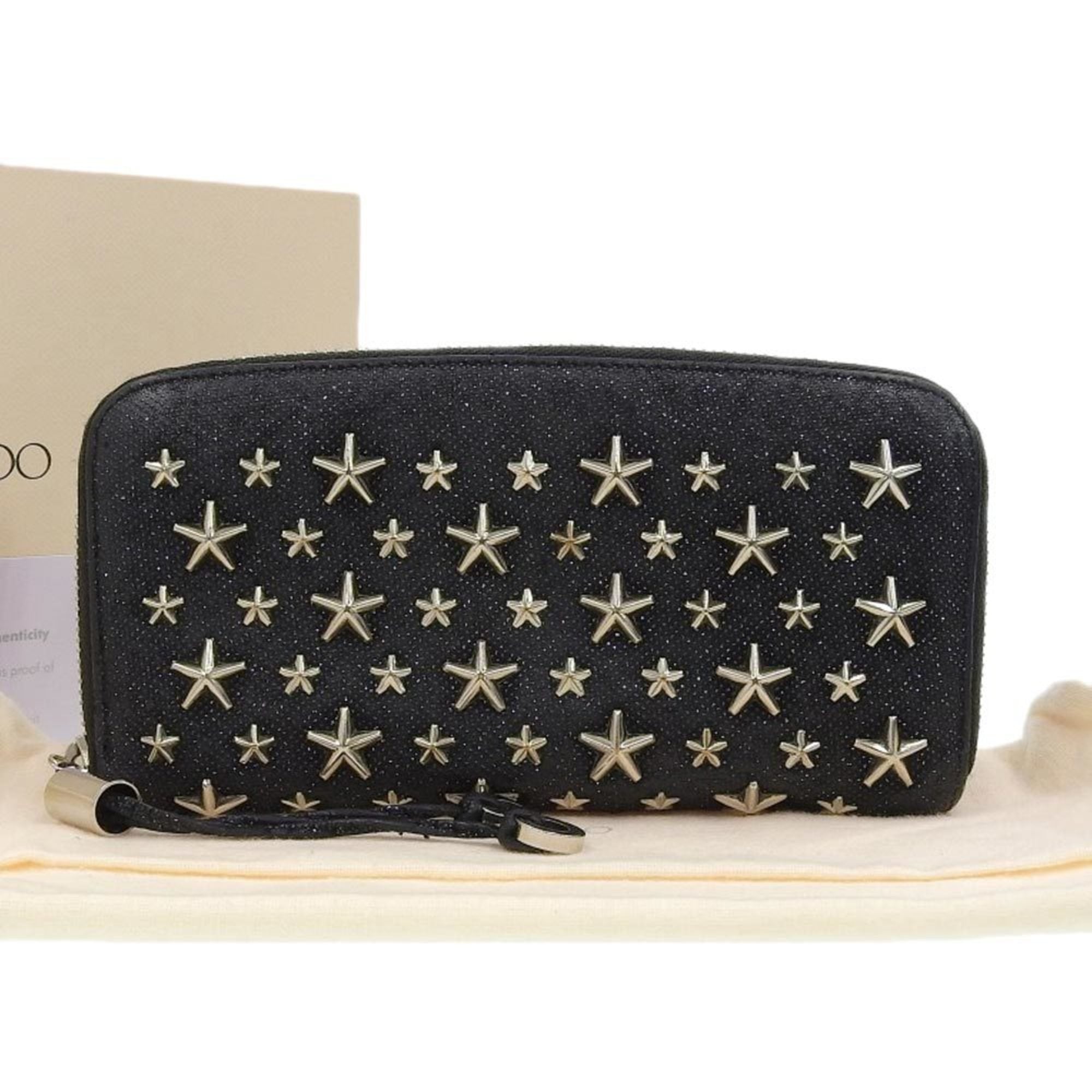 JIMMY CHOO Philippa Star Studs Round Zipper Long Wallet