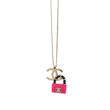 CHANEL Cocomark Matelasse Bag Charm Necklace Pink Gold B23C ABA013 Accessories