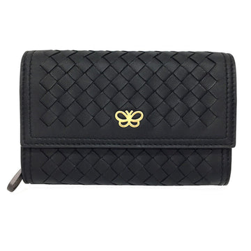 Bottega Veneta intrecciato folding wallet 547259 vo0b9 8723 NAPPA nappa coin purse butterfly black leather with storage box men's aq5101
